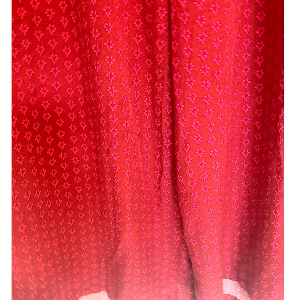 Knox Rose Jumpsuit XL Red Long Smocked Back Ditzy Print Prairie Boho Cottage - Picture 7 of 10